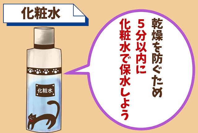 【ステップ②】5分以内に化粧水をつける